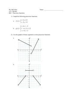 Mr. McColley Name: A.P. Calculus SR2 &ndash; Piecewise functions 1