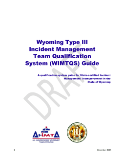 NIMC ICS Qualifications Guide - Wyoming Office of Homeland Security
