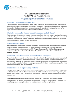 2017 Election Ambassador Corps Teacher FAQ and Program Timeline