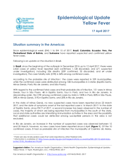 Epidemiological Update Yellow Fever