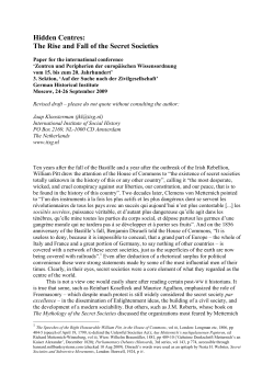 Hidden Centres: The Rise and Fall of the Secret Societies