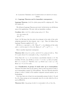 18. Lagrange Theorem and Classification of groups of small order