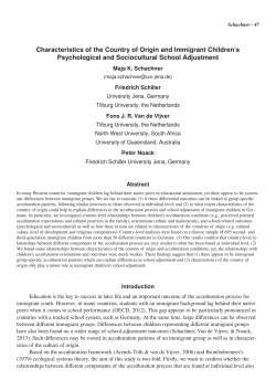 Characteristics of the Country of Origin and Immigrant Children`s