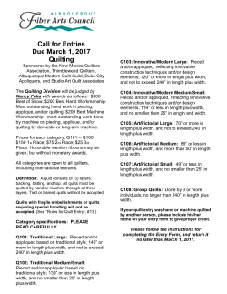 Call for Entries Due March 1, 2017 Quilting