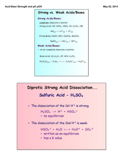 Diprotic Strong Acid Dissociation... Sulfuric Acid