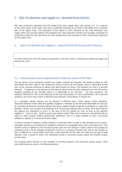 Chapter 5: EQ1: Production and supply to / demand from dairies