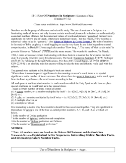 Use of Numbers In Scripture