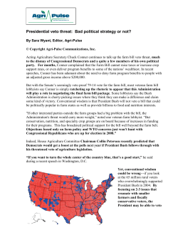 Presidential veto threat: Bad political strategy or not - Agri