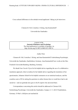 Running head: ATTITUDE TOWARD FAKING: CROSS