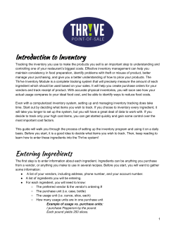 Introduction to Inventory Entering Ingredients