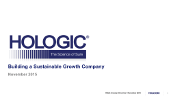 Building a Sustainable Growth Company November 2015