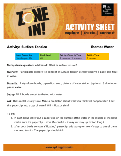 Summer of Learning Activities: Water: Surface Tension