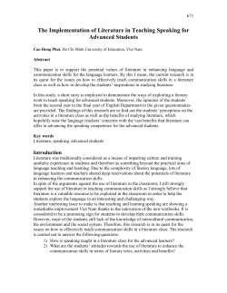 The Implementation of Literature in Teaching Speaking for