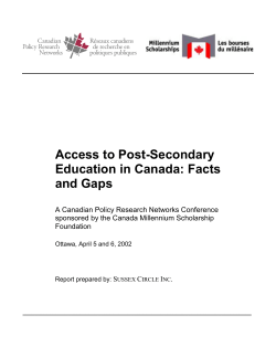 Access to Post-Secondary Education in Canada: Facts and Gaps
