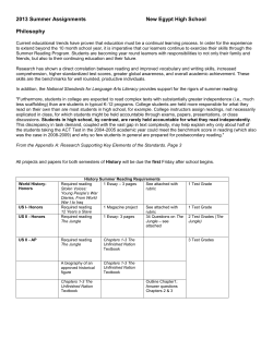 2013 Summer Assignments New Egypt High School Philosophy