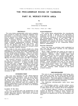 the precambrian rocks of tasmania part iii, mersey&middot;forth