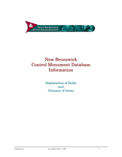 New Brunswick Control Monument Database Information