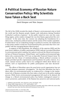 A Political Economy of Russian Nature Conservation Policy: Why