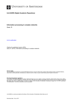Information processing in complex networks Quax, R. - UvA-DARE