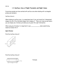 1.4 Surface Area of Right Pyramids and Right Cones