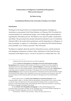 A Referendum on Indigenous Constitutional Recognition ‒ What are