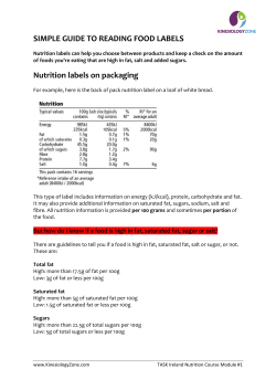 Handout #4 Guide to Food Labels