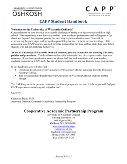 CAPP Student Handbook - University of Wisconsin Oshkosh