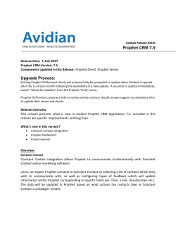 Prophet CRM 7.5 Release Notes