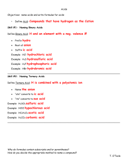 Compounds that have hydrogen as the Cation Define Binary Acid