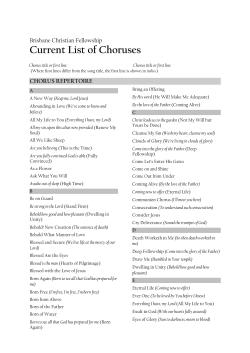 Current List of Choruses - Brisbane Christian Fellowship
