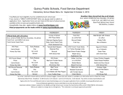 Quincy Public Schools, Food Service Department