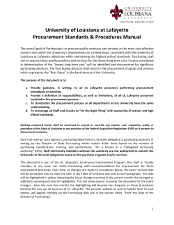 University of Louisiana at Lafayette Procurement Standards