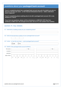 Questions About Your Packaged Bank Account