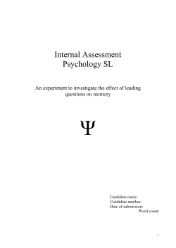 Internal Assessment Psychology SL