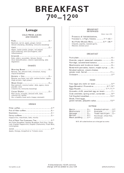 breakfast 700 &ndash;1200
