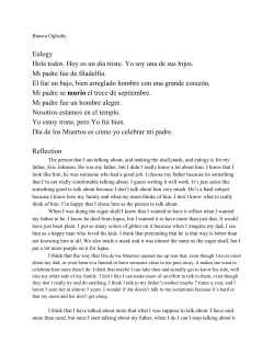 Eulogy Hola todos. Hoy es un dia triste. Yo soy una de sus hijos. Mi