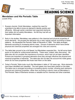 Mendeleev and His Periodic Table