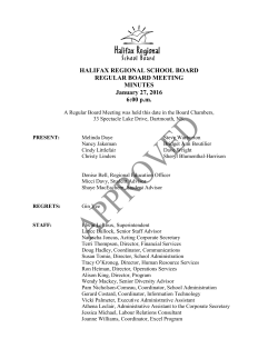 HALIFAX REGIONAL SCHOOL BOARD REGULAR BOARD
