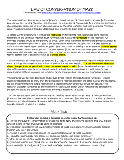 LAW OF CONSERVATION OF MASS