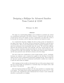 Designing a Halfpipe for Advanced Snurfers Team Control # 12149