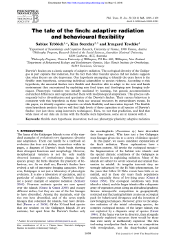 The tale of the finch: adaptive radiation and behavioural