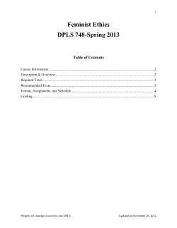 Feminist Ethics DPLS 748-Spring 2013