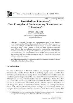 Post-Medium Literature? Two Examples of Contemporary