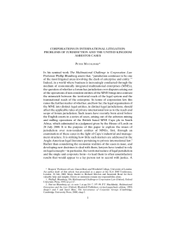 1 CORPORATIONS IN INTERNATIONAL LITIGATION: PROBLEMS