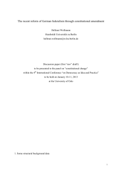 The recent reform of German federalism through constitutional