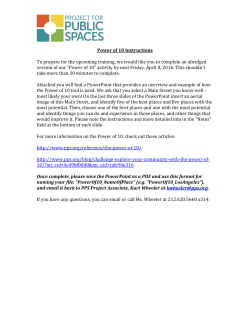 Power of 10 Instructions To prepare for the upcoming training, we