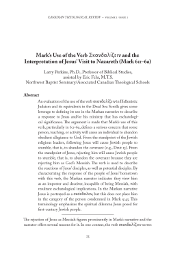 Mark`s Use of the Verb Skandali/zein and the Interpretation of Jesus