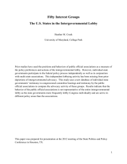 Fifty Interest Groups: The U.S. States in the Intergovernmental Lobby