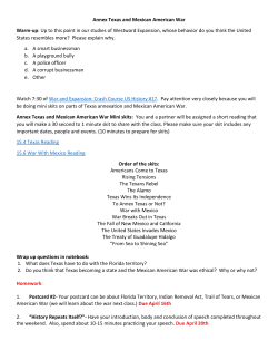 Annex Texas and Mexican American War Warm-up