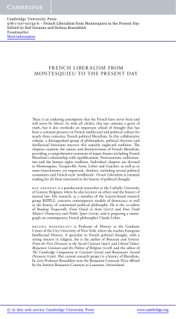 French LiberaLism From montesquieu to the Present Day
